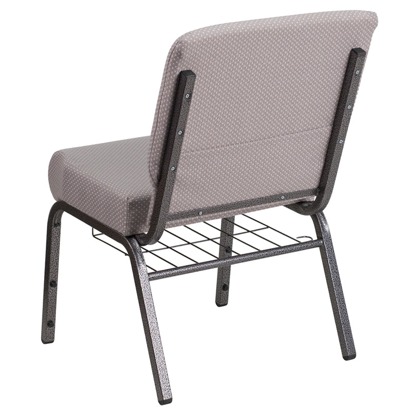 Gray Dot Fabric Church Chair FD-CH0221-4-SV-GYDOT-BAS-GG