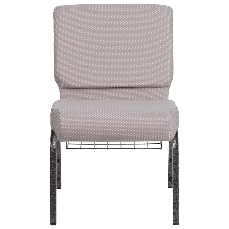 Gray Dot Fabric Church Chair FD-CH0221-4-SV-GYDOT-BAS-GG