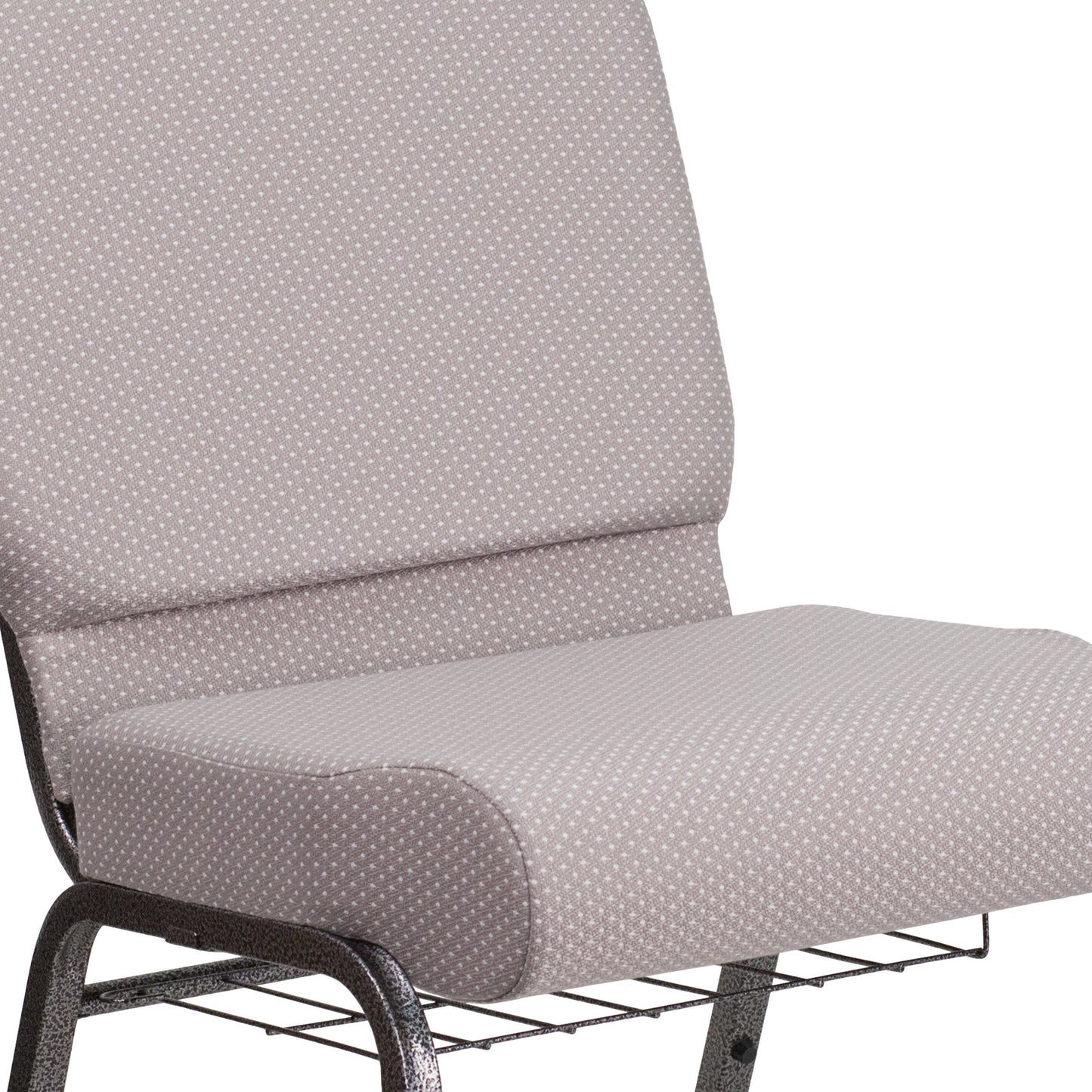 Gray Dot Fabric Church Chair FD-CH0221-4-SV-GYDOT-BAS-GG