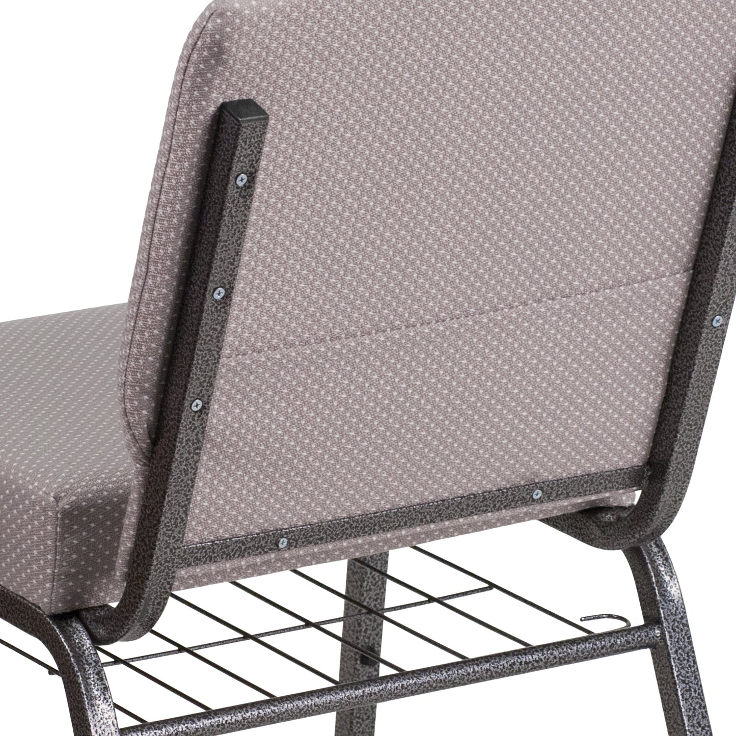 Gray Dot Fabric Church Chair FD-CH0221-4-SV-GYDOT-BAS-GG