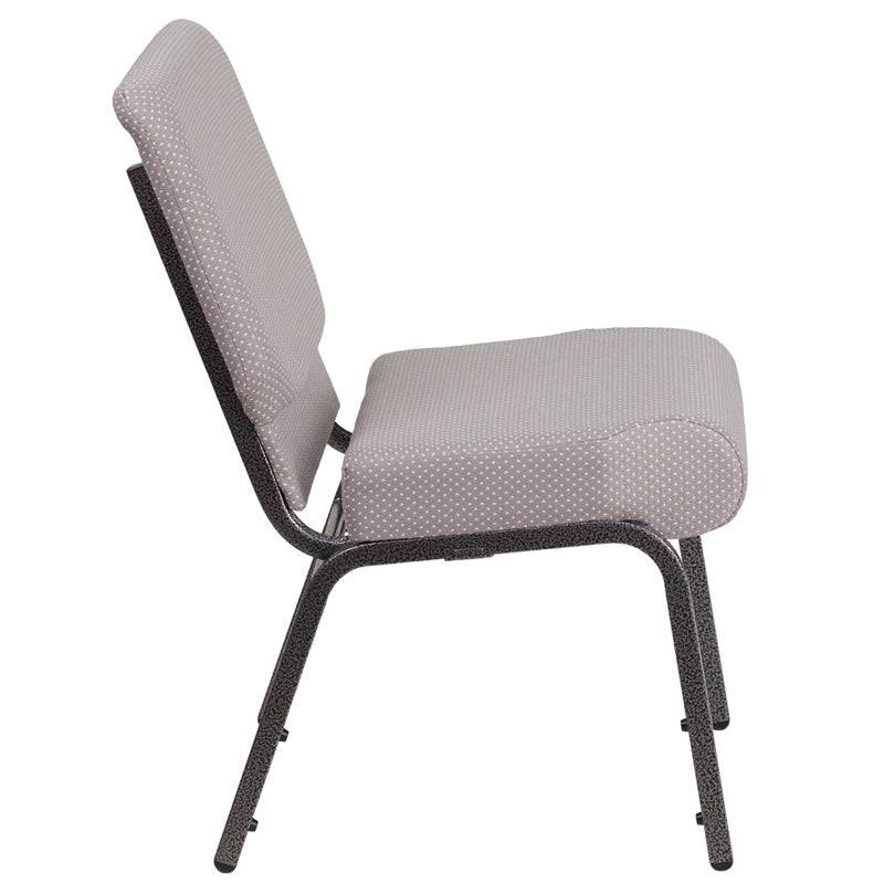 Gray Dot Fabric Church Chair FD-CH0221-4-SV-GYDOT-GG