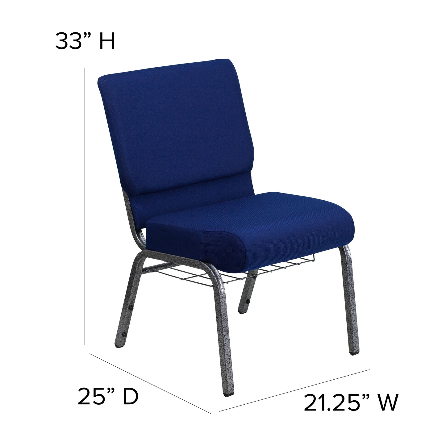 Navy Blue Fabric Church Chair FD-CH0221-4-SV-NB24-BAS-GG