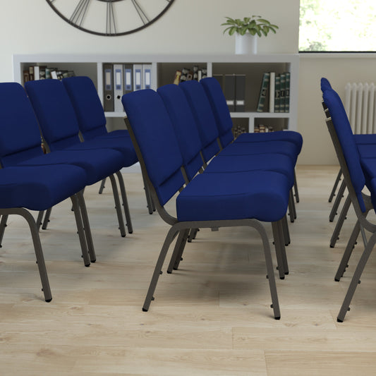 Navy Blue Fabric Church Chair FD-CH0221-4-SV-NB24-GG