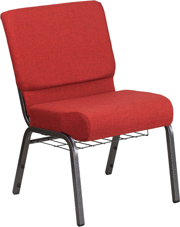 Crimson Fabric Church Chair FD-CH0221-4-SV-RED-BAS-GG