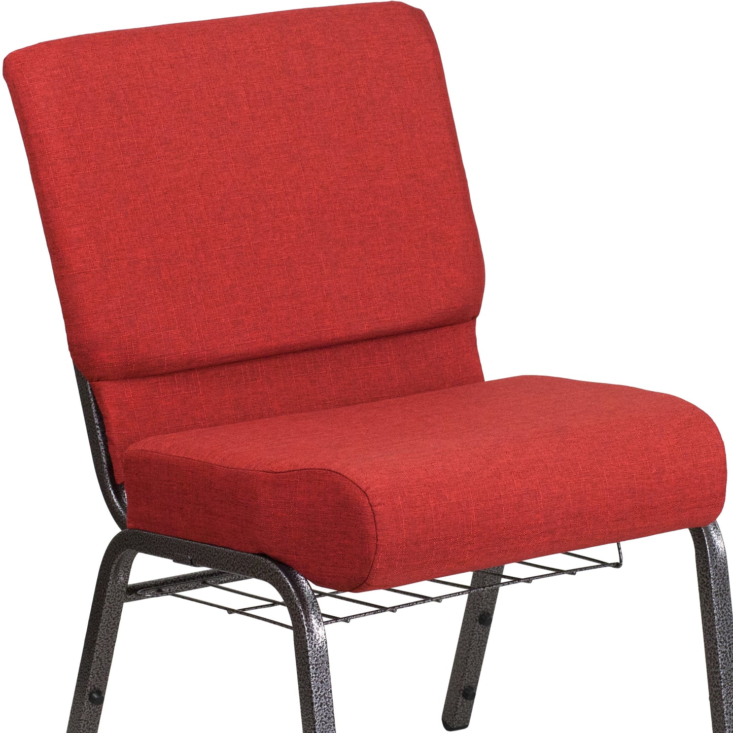 Crimson Fabric Church Chair FD-CH0221-4-SV-RED-BAS-GG