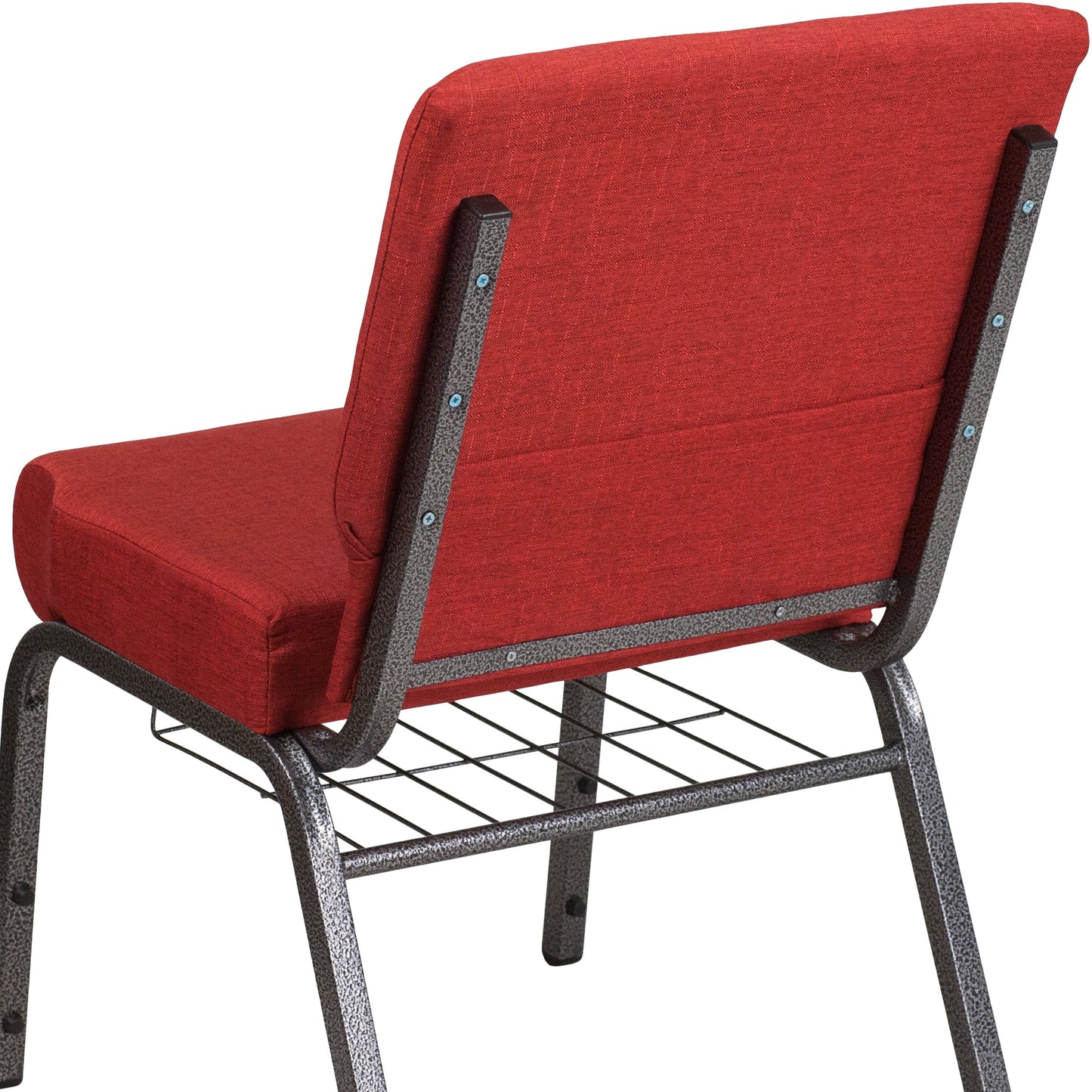 Crimson Fabric Church Chair FD-CH0221-4-SV-RED-BAS-GG