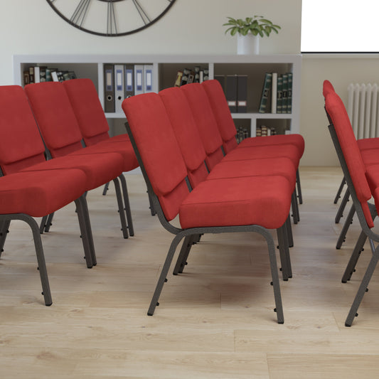 Crimson Fabric Church Chair FD-CH0221-4-SV-RED-GG