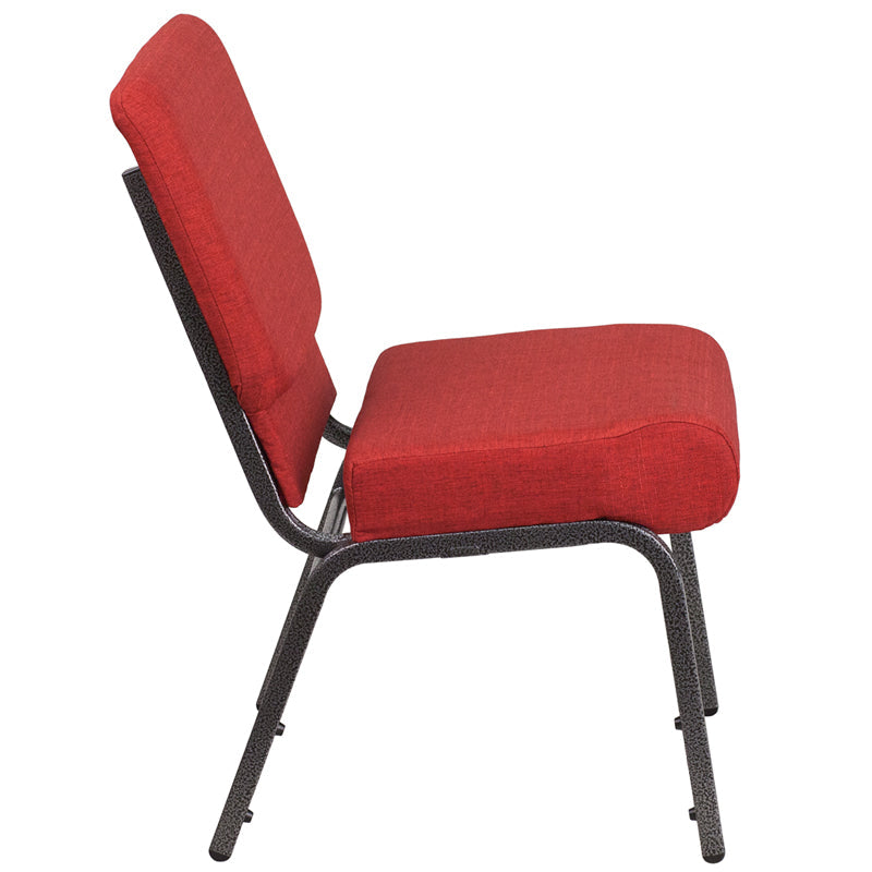 Crimson Fabric Church Chair FD-CH0221-4-SV-RED-GG