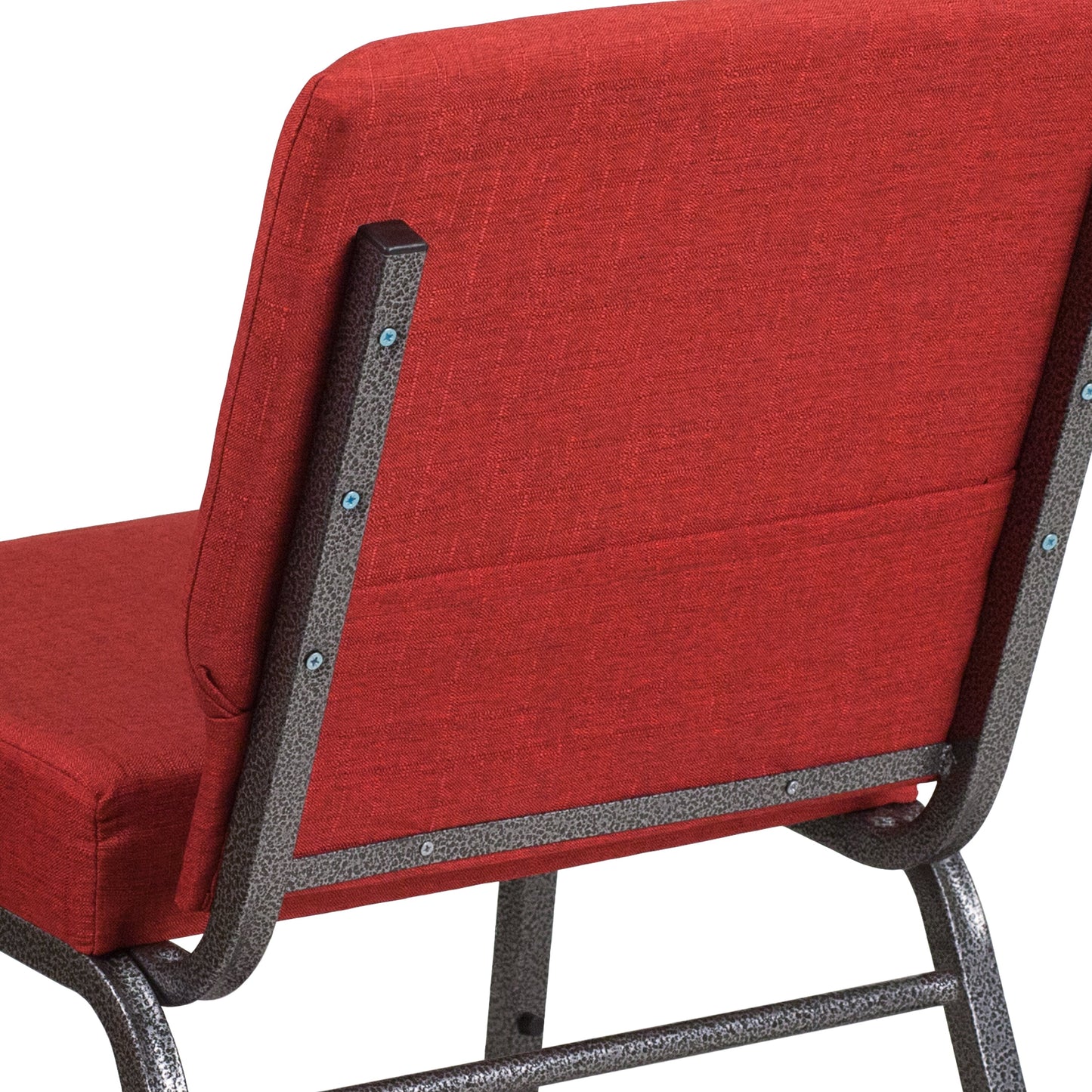 Crimson Fabric Church Chair FD-CH0221-4-SV-RED-GG