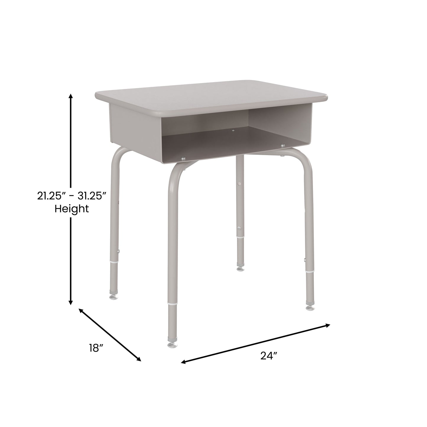 GY Granite/SIL Open Front Desk FD-DESK-GY-GY-GG