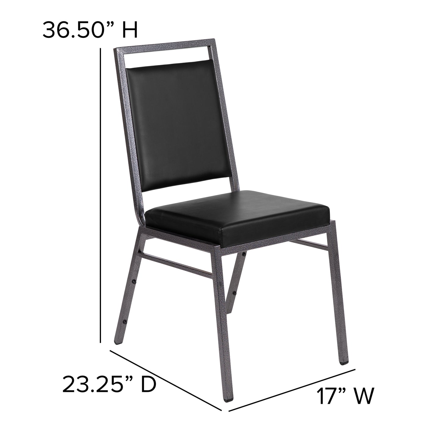 Black Vinyl Banquet Chair FD-LUX-SIL-BK-V-GG