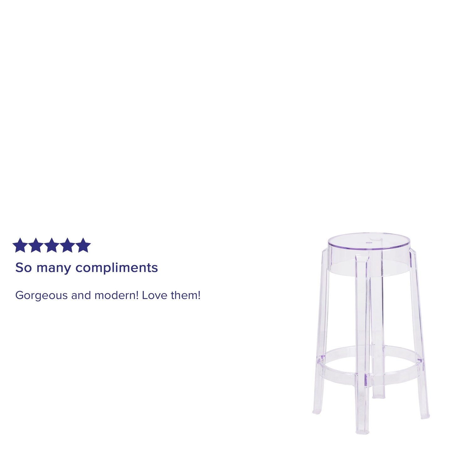 25.75"H Transparent Stool FH-118-APC1-GG