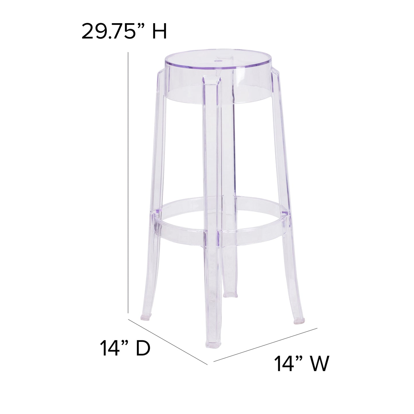 29.75"H Transparent Barstool FH-118-APC2-GG