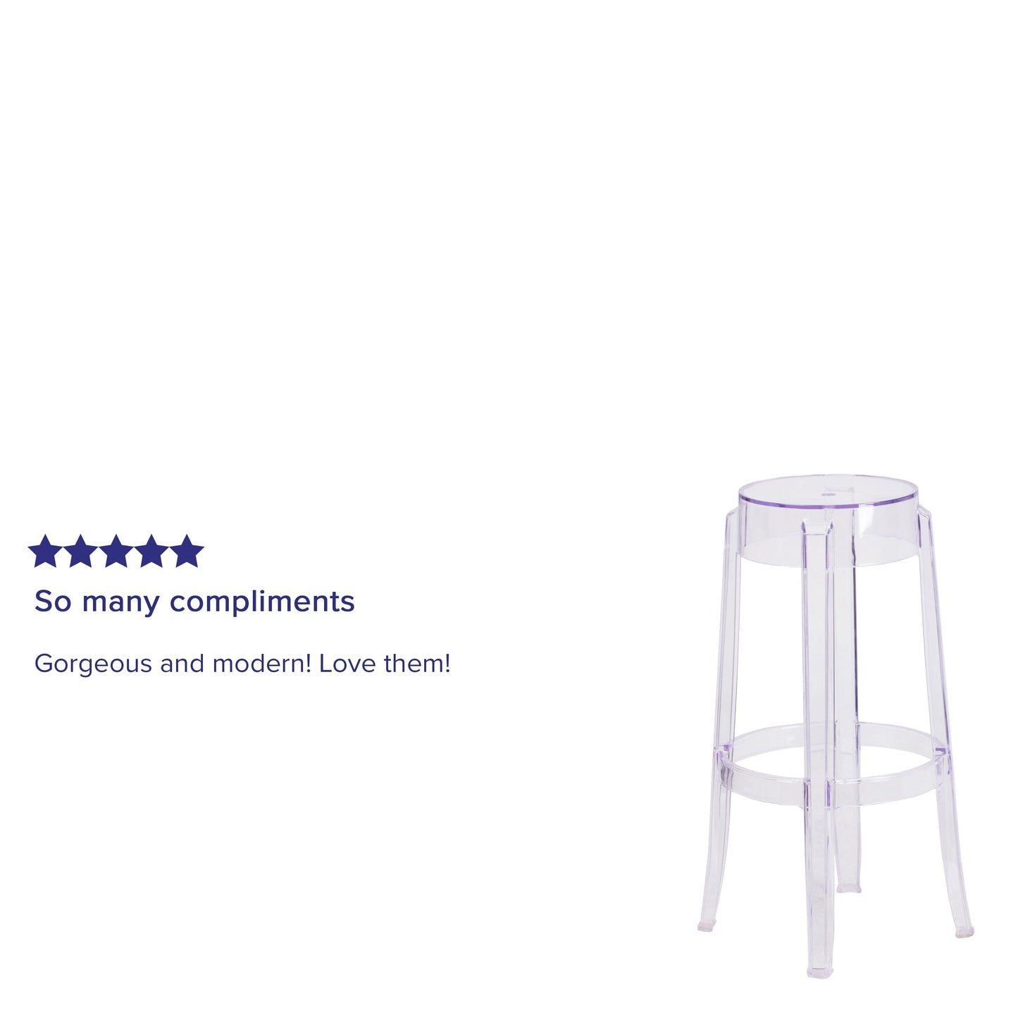 29.75"H Transparent Barstool FH-118-APC2-GG