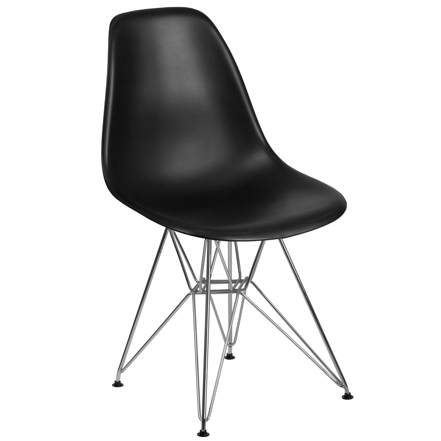 Black Plastic/Chrome Chair FH-130-CPP1-BK-GG