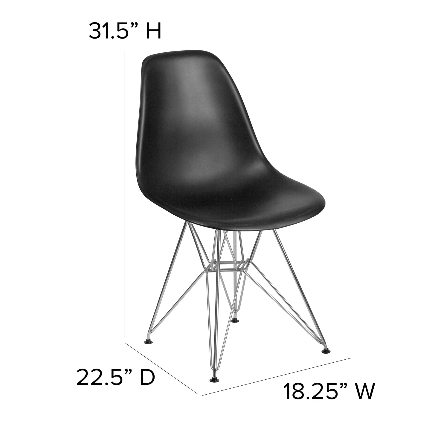 Black Plastic/Chrome Chair FH-130-CPP1-BK-GG