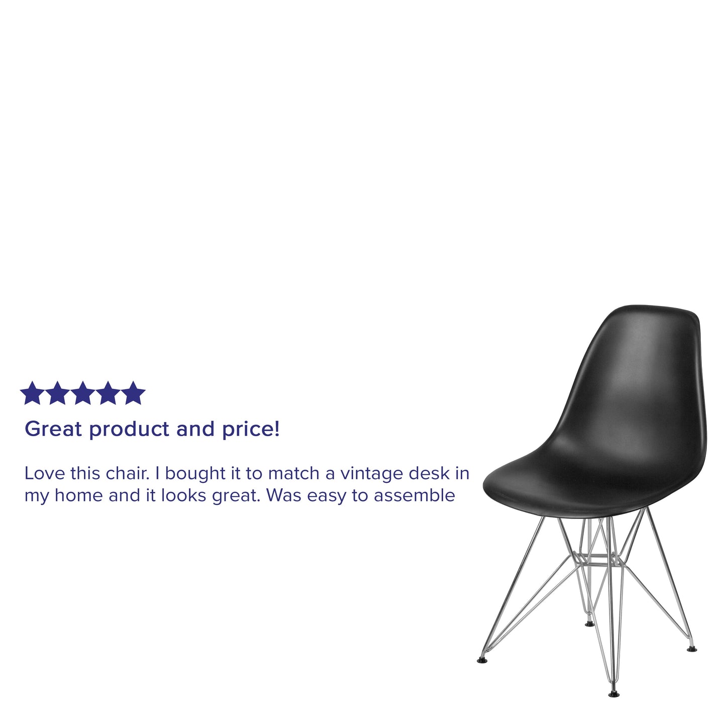 Black Plastic/Chrome Chair FH-130-CPP1-BK-GG