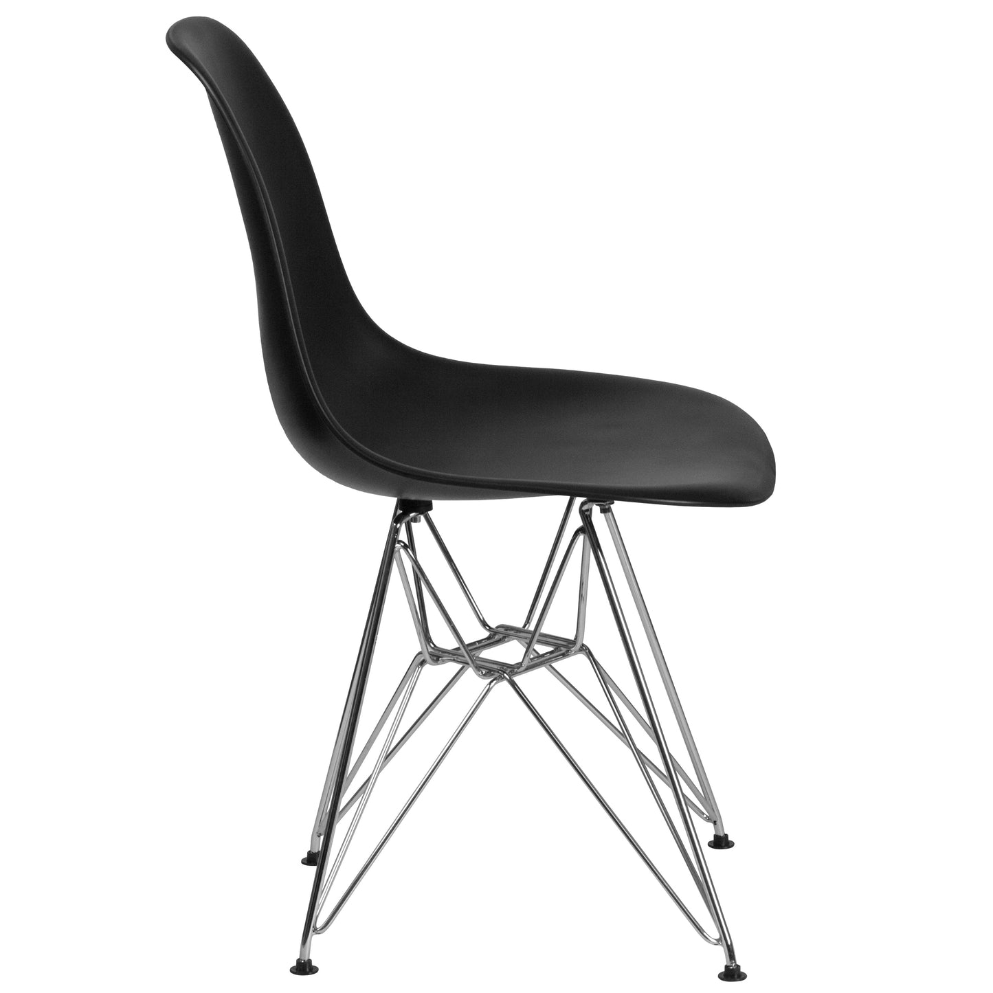 Black Plastic/Chrome Chair FH-130-CPP1-BK-GG