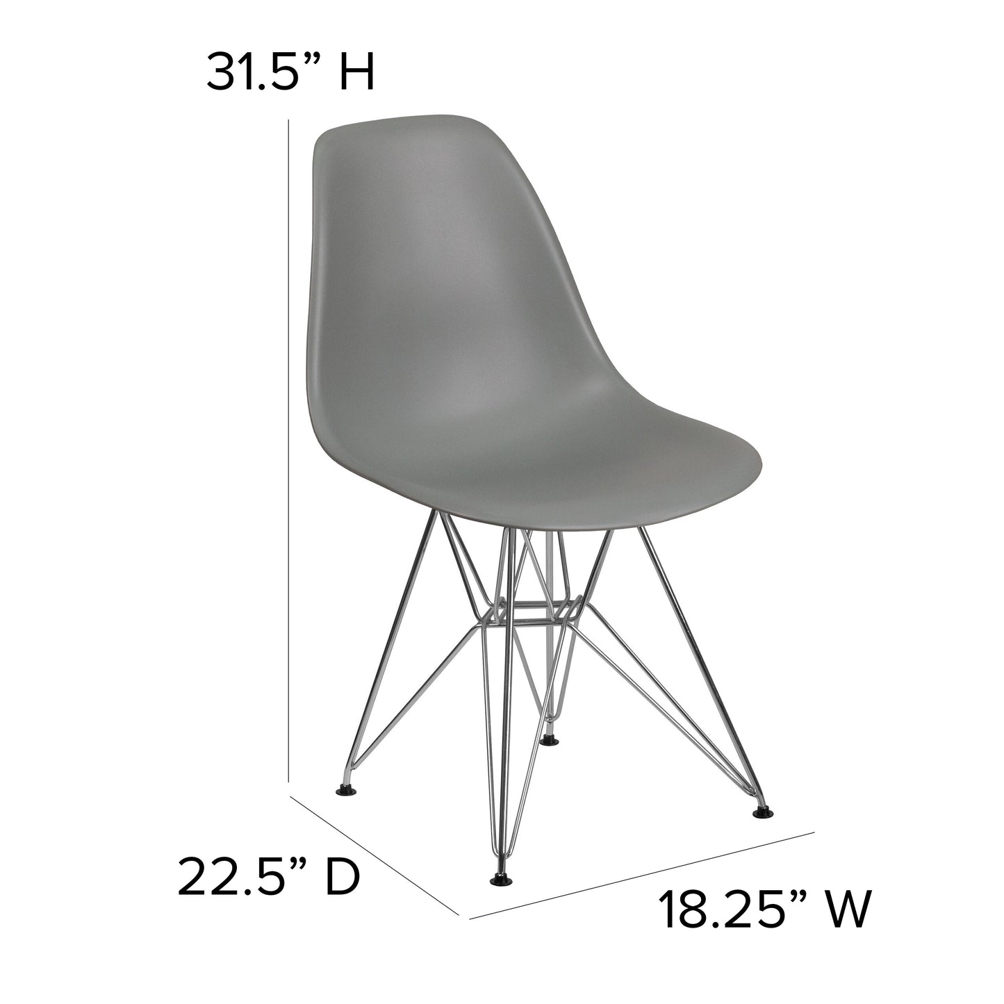 Gray Plastic/Chrome Chair FH-130-CPP1-GY-GG