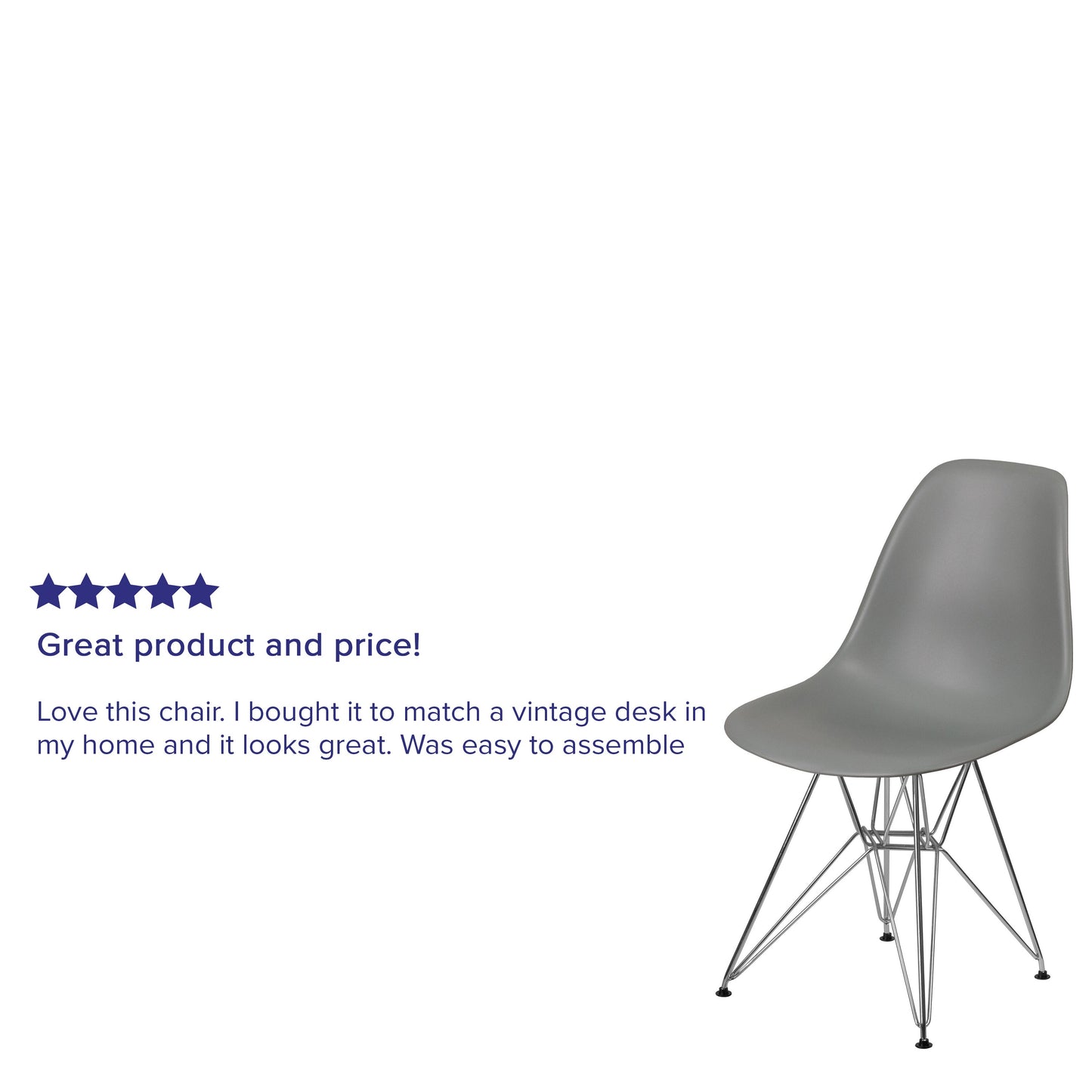 Gray Plastic/Chrome Chair FH-130-CPP1-GY-GG