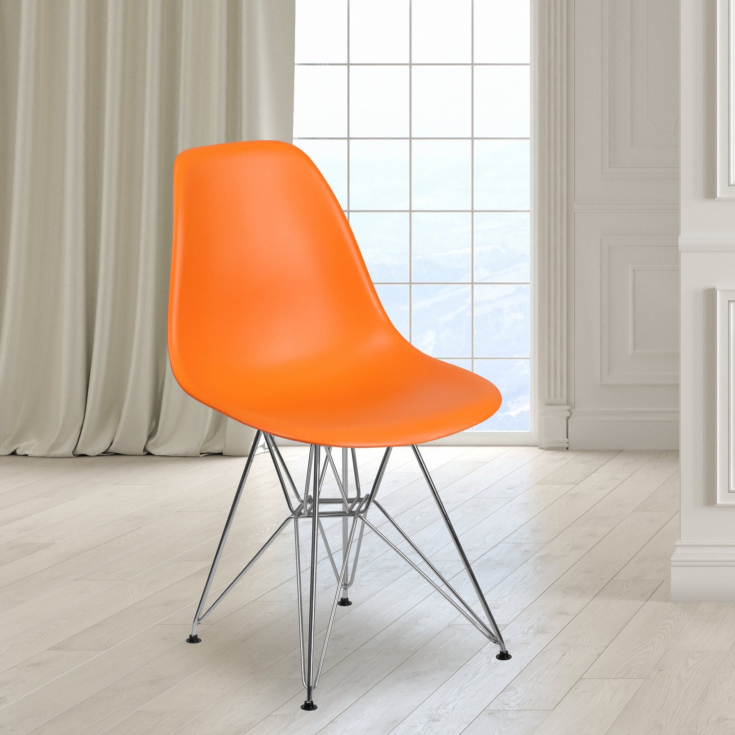 Orange Plastic/Chrome Chair FH-130-CPP1-OR-GG