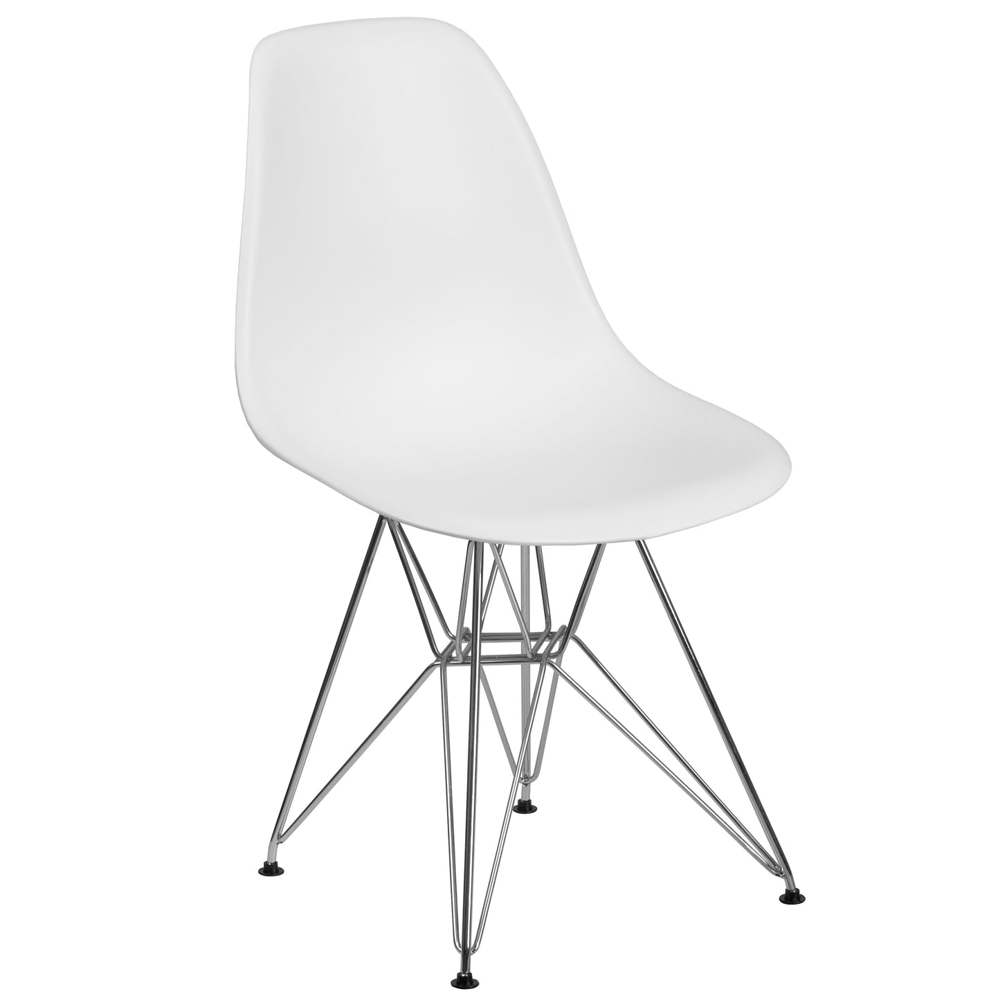 White Plastic/Chrome Chair FH-130-CPP1-WH-GG