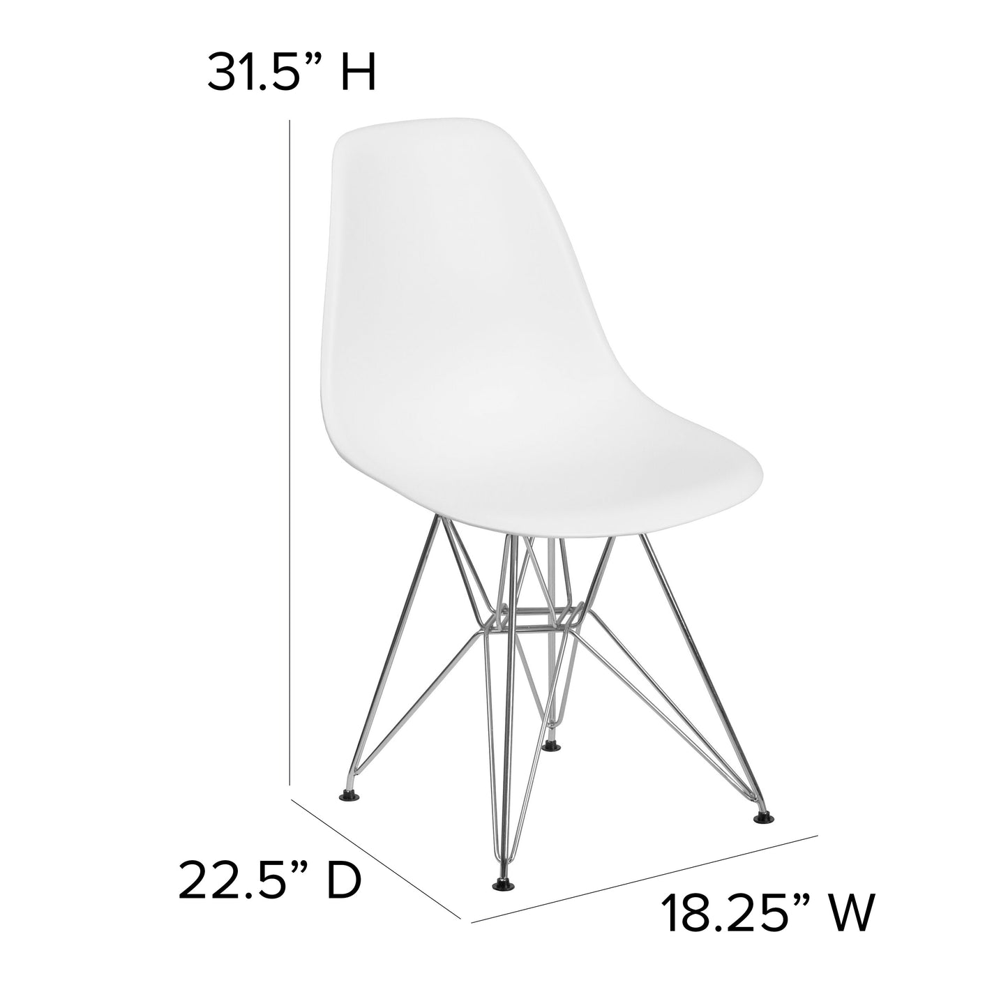 White Plastic/Chrome Chair FH-130-CPP1-WH-GG