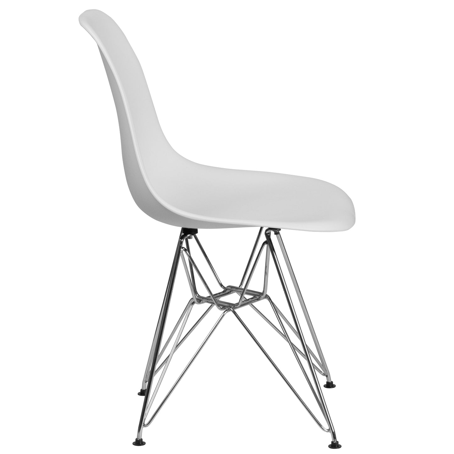 White Plastic/Chrome Chair FH-130-CPP1-WH-GG