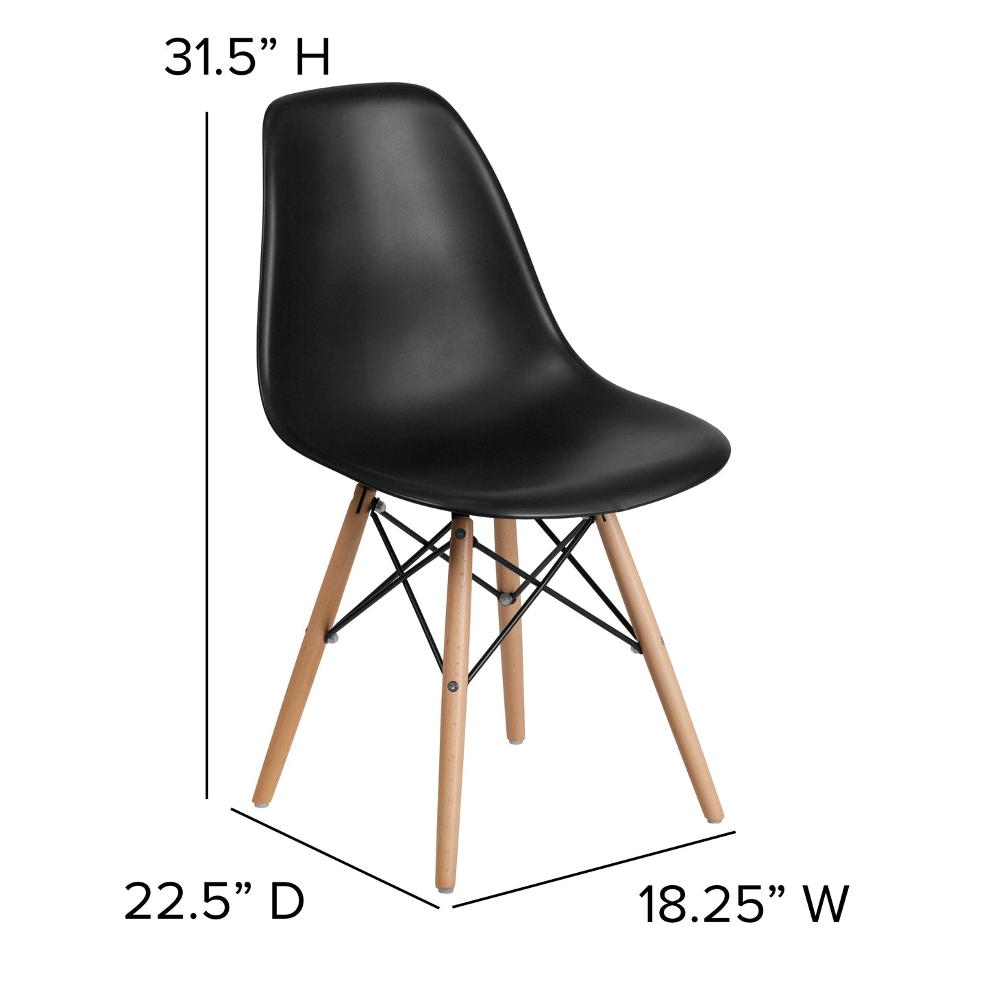 Black Plastic/Wood Chair FH-130-DPP-BK-GG