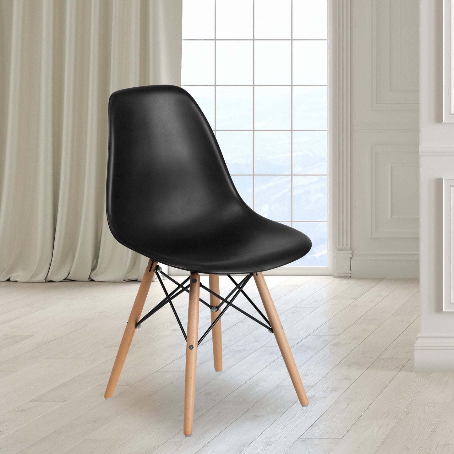 Black Plastic/Wood Chair FH-130-DPP-BK-GG