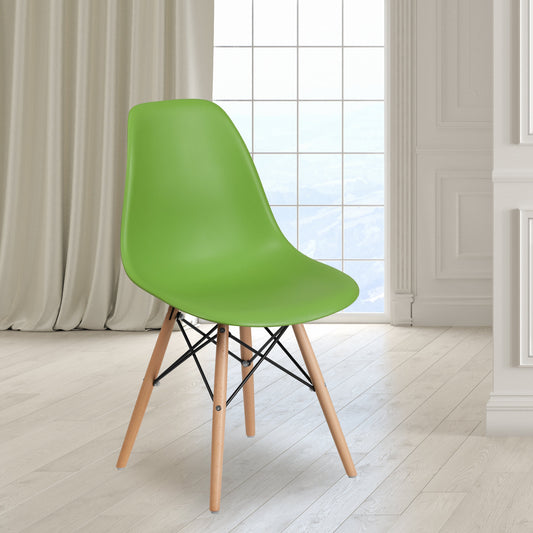 Green Plastic/Wood Chair FH-130-DPP-GN-GG