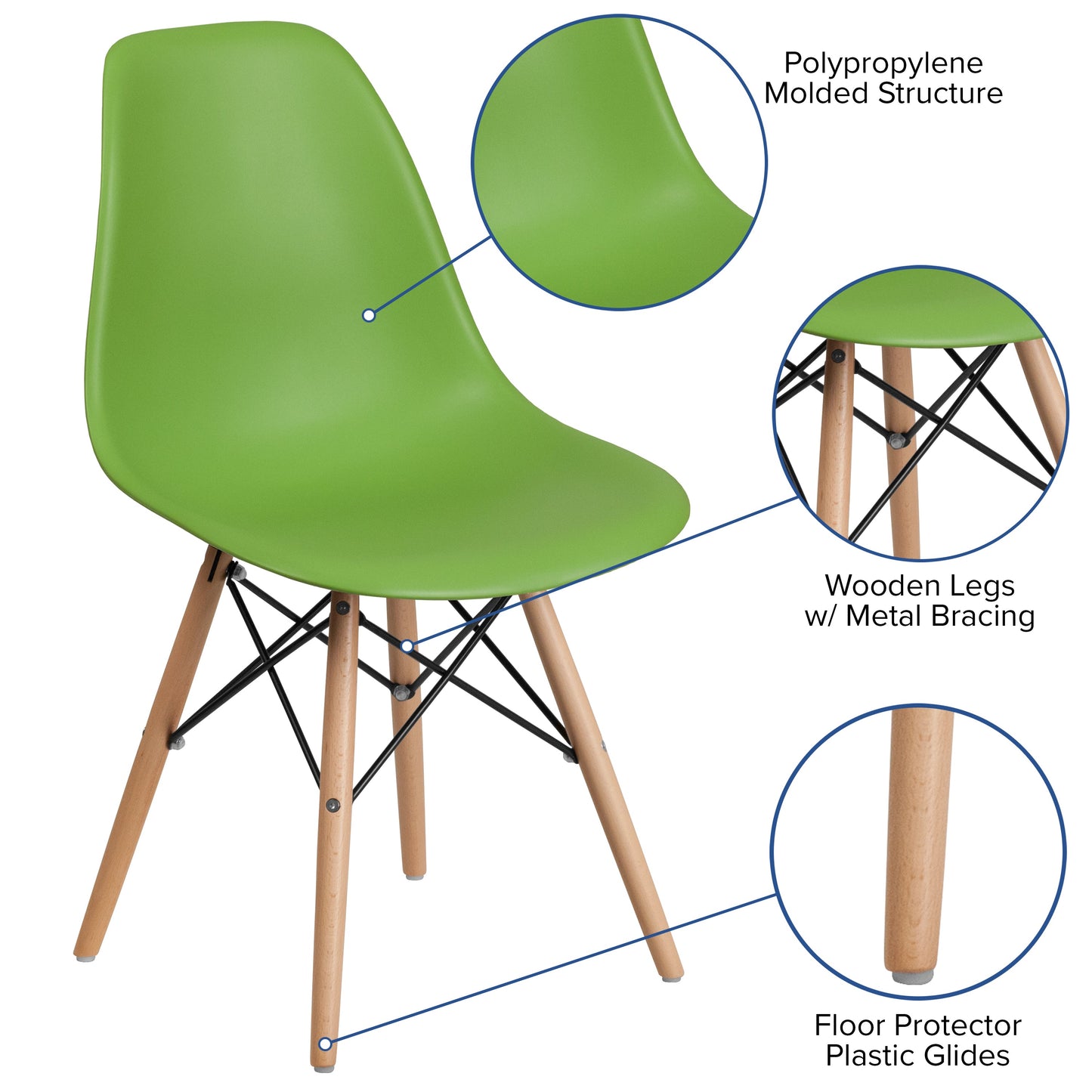 Green Plastic/Wood Chair FH-130-DPP-GN-GG