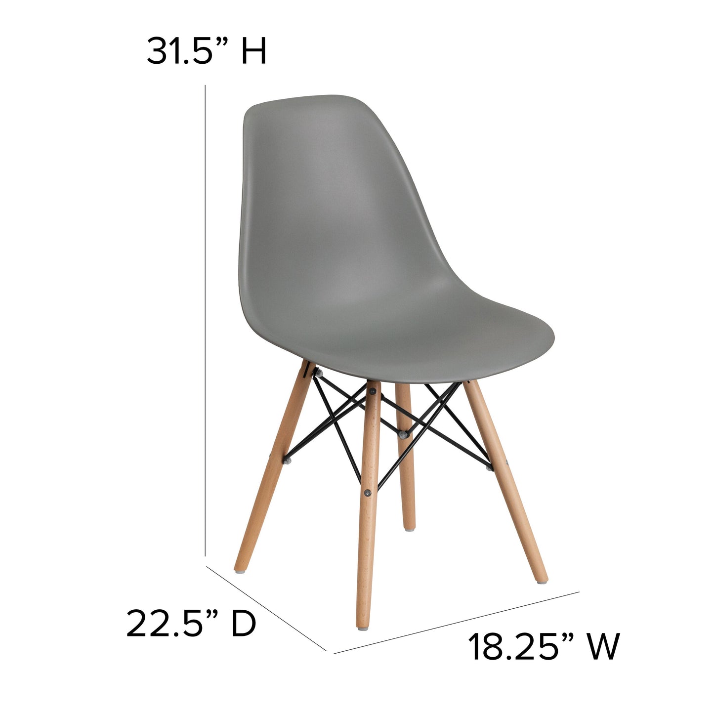 Gray Plastic/Wood Chair FH-130-DPP-GY-GG