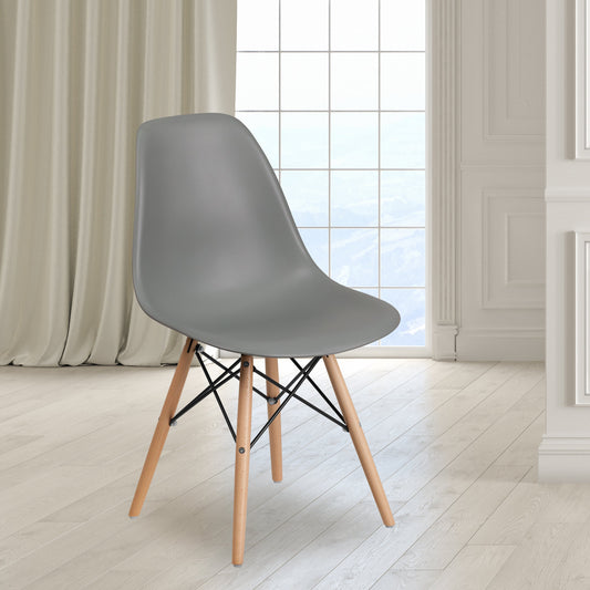 Gray Plastic/Wood Chair FH-130-DPP-GY-GG