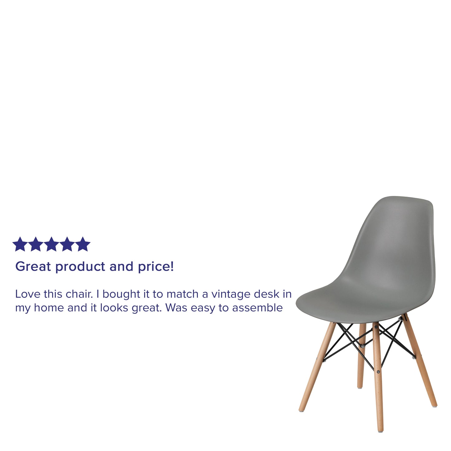 Gray Plastic/Wood Chair FH-130-DPP-GY-GG