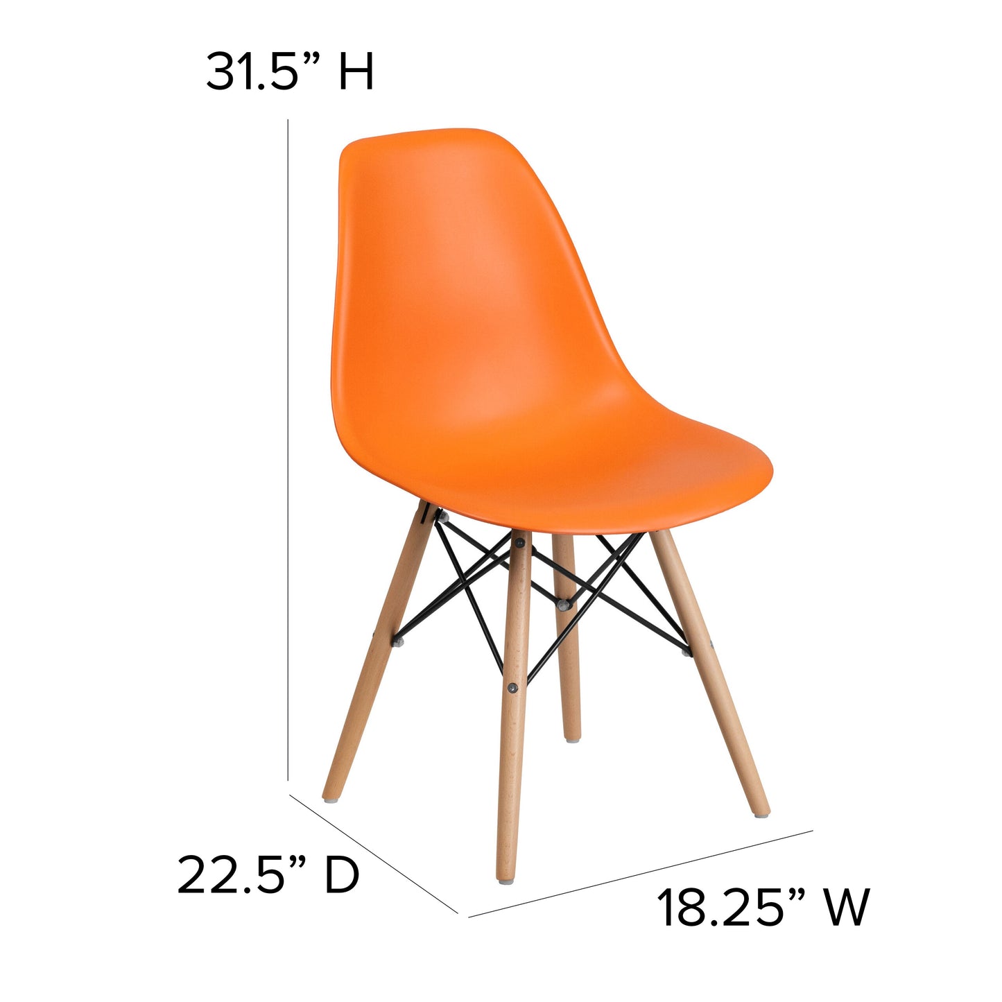 Orange Plastic/Wood Chair FH-130-DPP-OR-GG