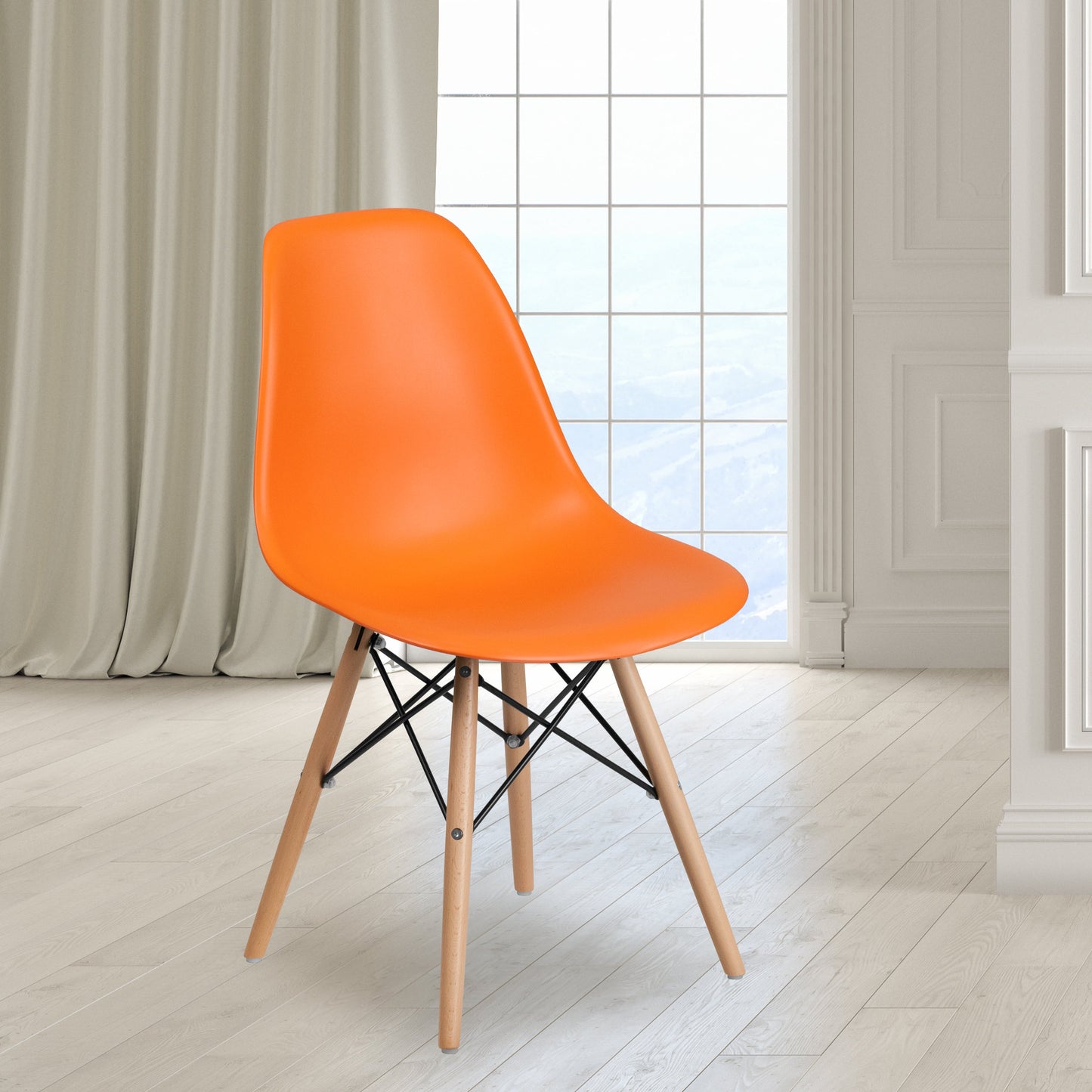 Orange Plastic/Wood Chair FH-130-DPP-OR-GG