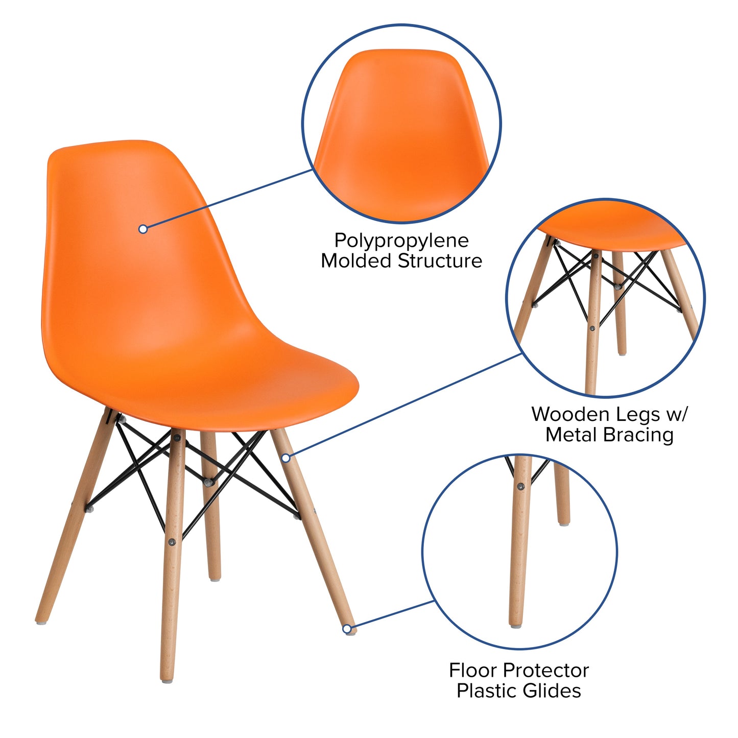 Orange Plastic/Wood Chair FH-130-DPP-OR-GG