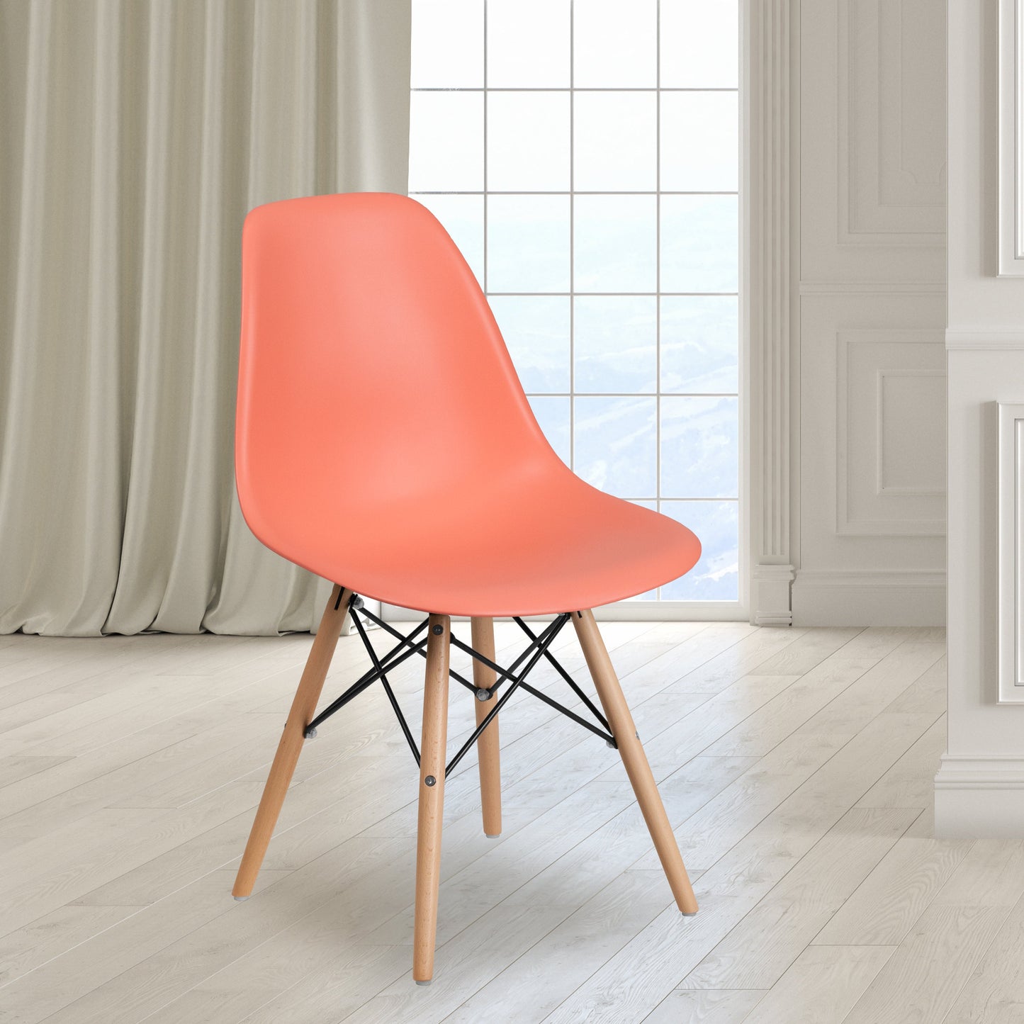 Peach Plastic/Wood Chair FH-130-DPP-PE-GG