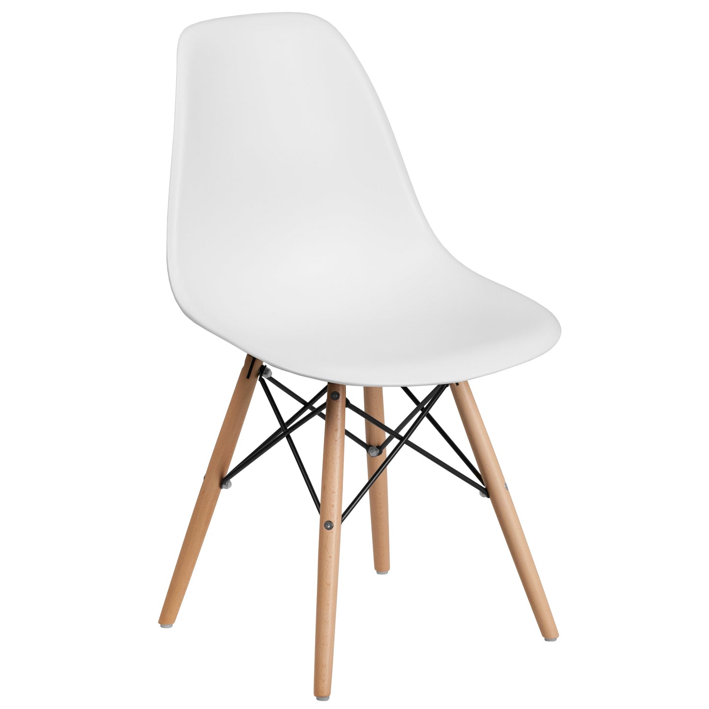 White Plastic/Wood Chair FH-130-DPP-WH-GG