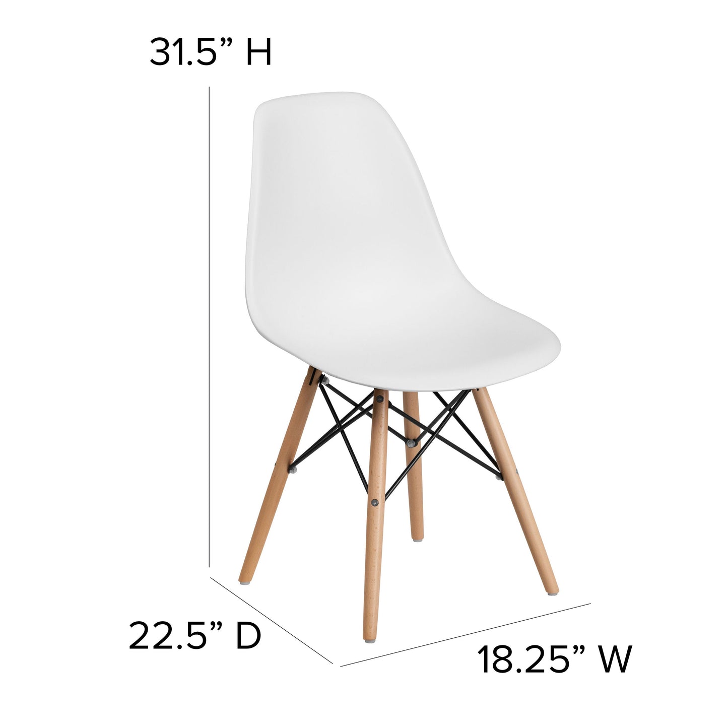 White Plastic/Wood Chair FH-130-DPP-WH-GG