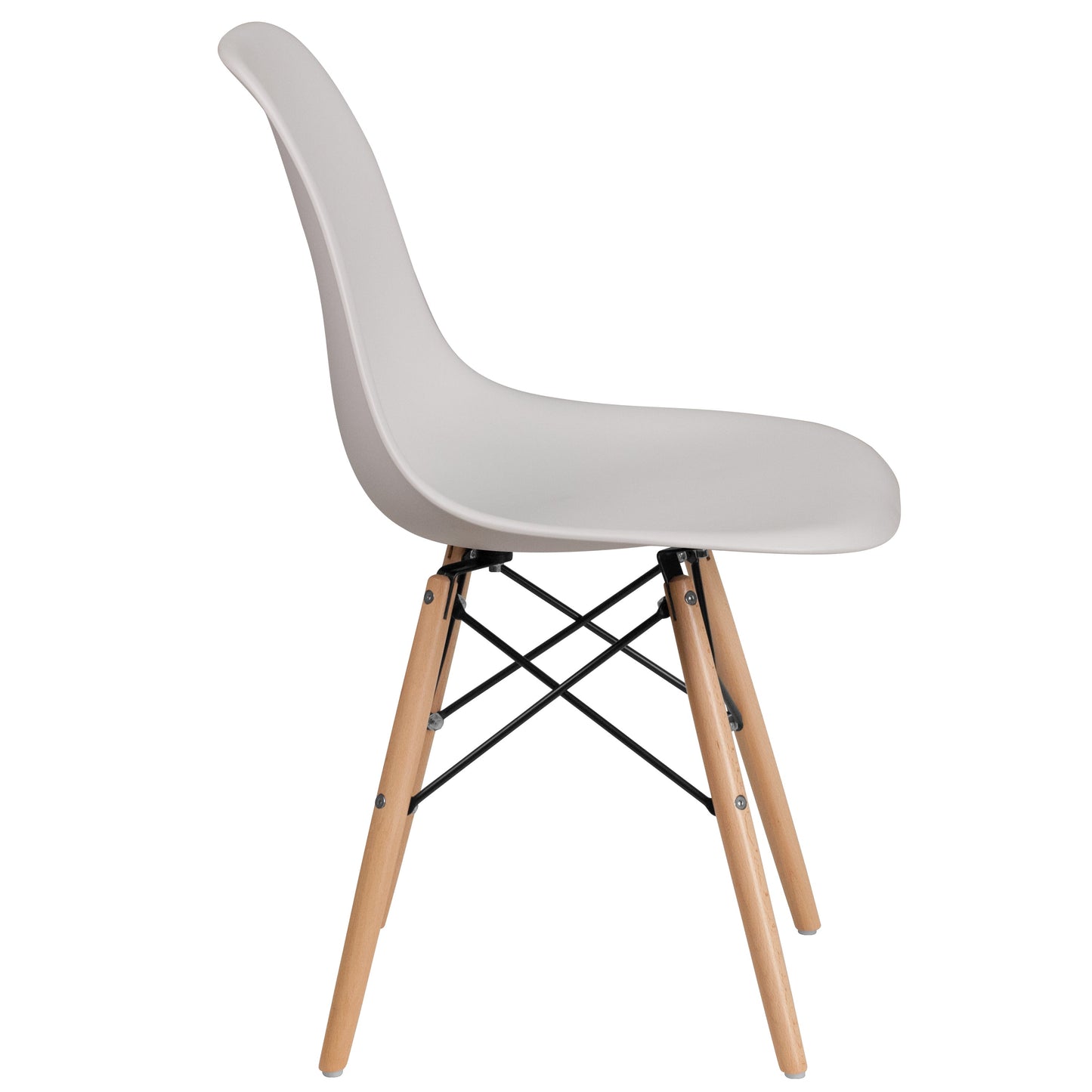 White Plastic/Wood Chair FH-130-DPP-WH-GG