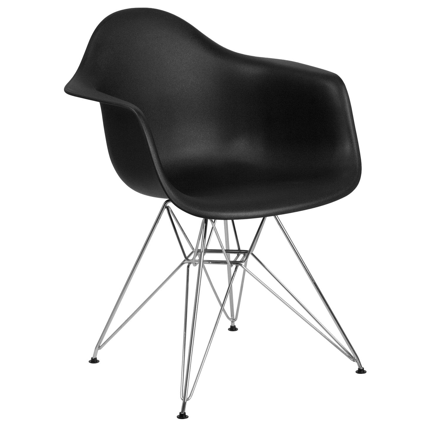 Black Plastic/Chrome Chair FH-132-CPP1-BK-GG