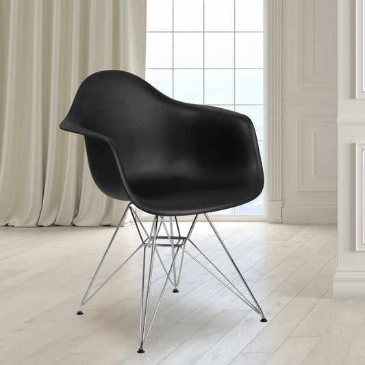 Black Plastic/Chrome Chair FH-132-CPP1-BK-GG