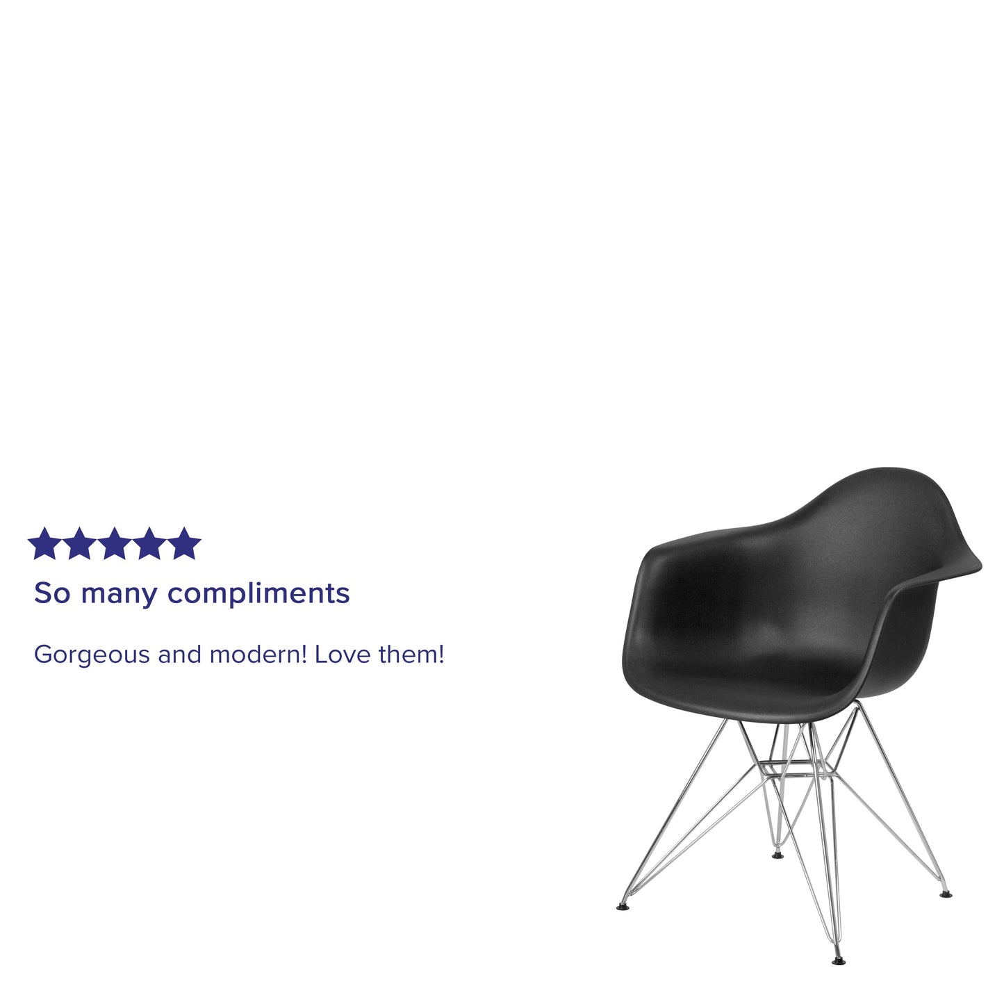 Black Plastic/Chrome Chair FH-132-CPP1-BK-GG