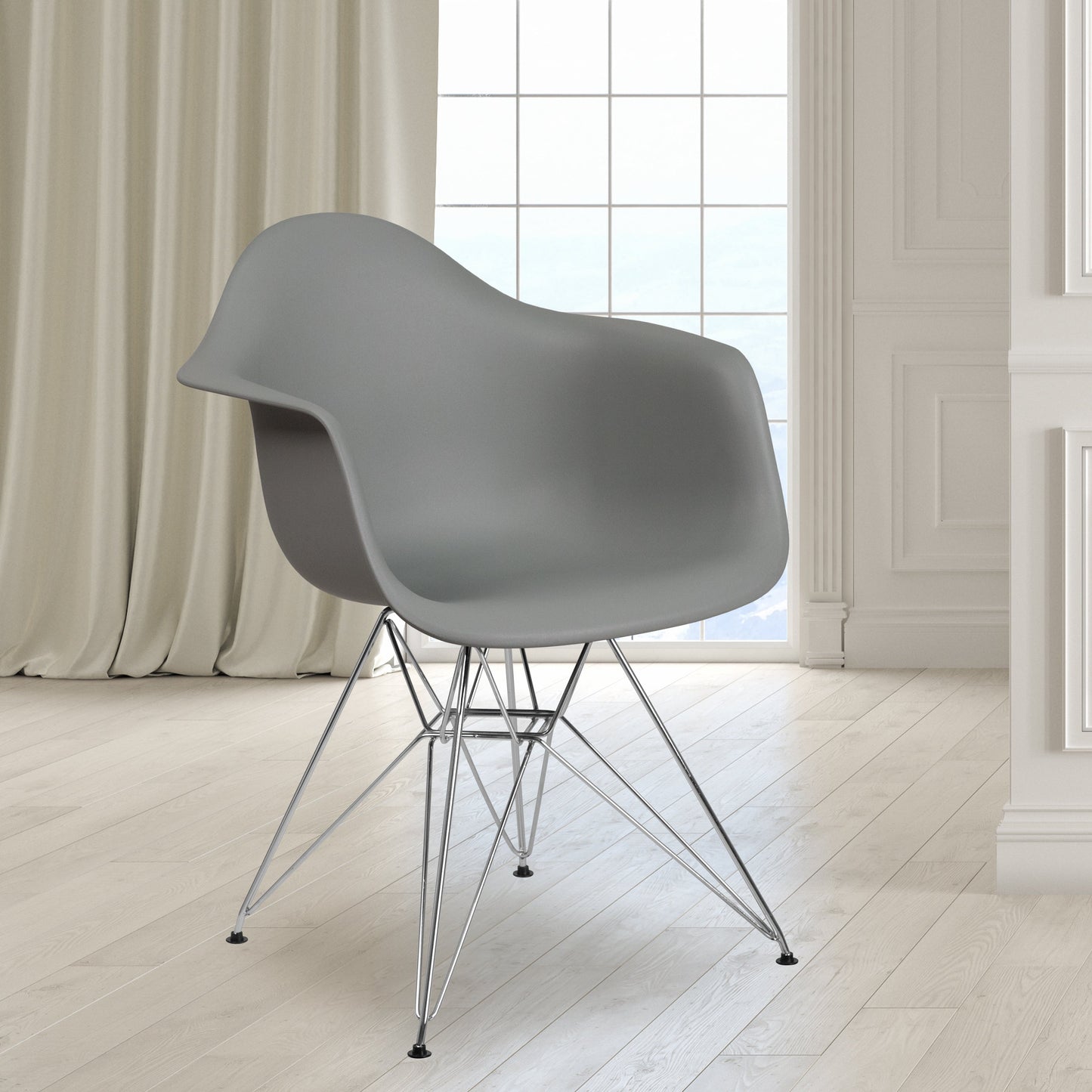 Gray Plastic/Chrome Chair FH-132-CPP1-GY-GG