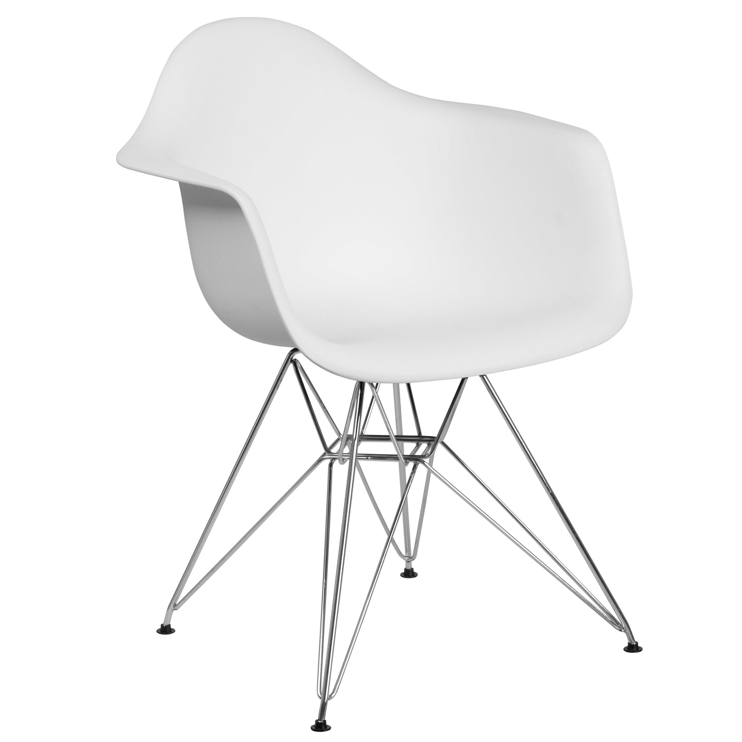 White Plastic/Chrome Chair FH-132-CPP1-WH-GG