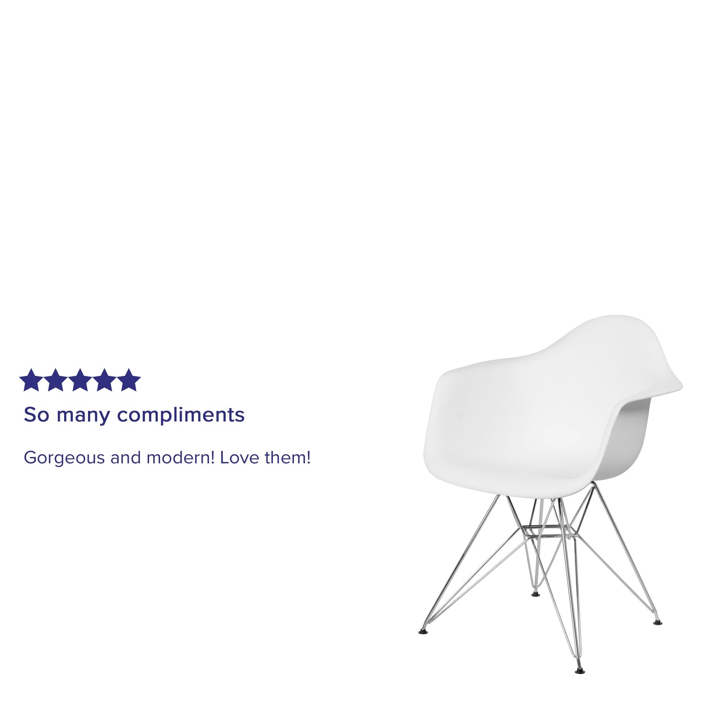 White Plastic/Chrome Chair FH-132-CPP1-WH-GG