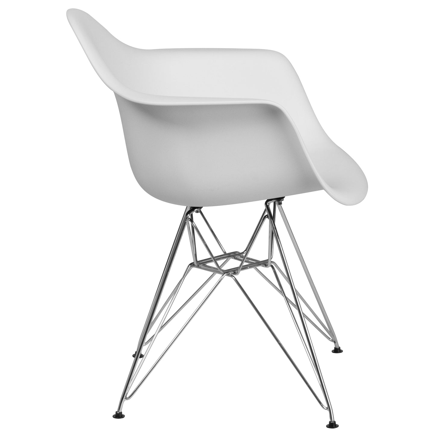 White Plastic/Chrome Chair FH-132-CPP1-WH-GG