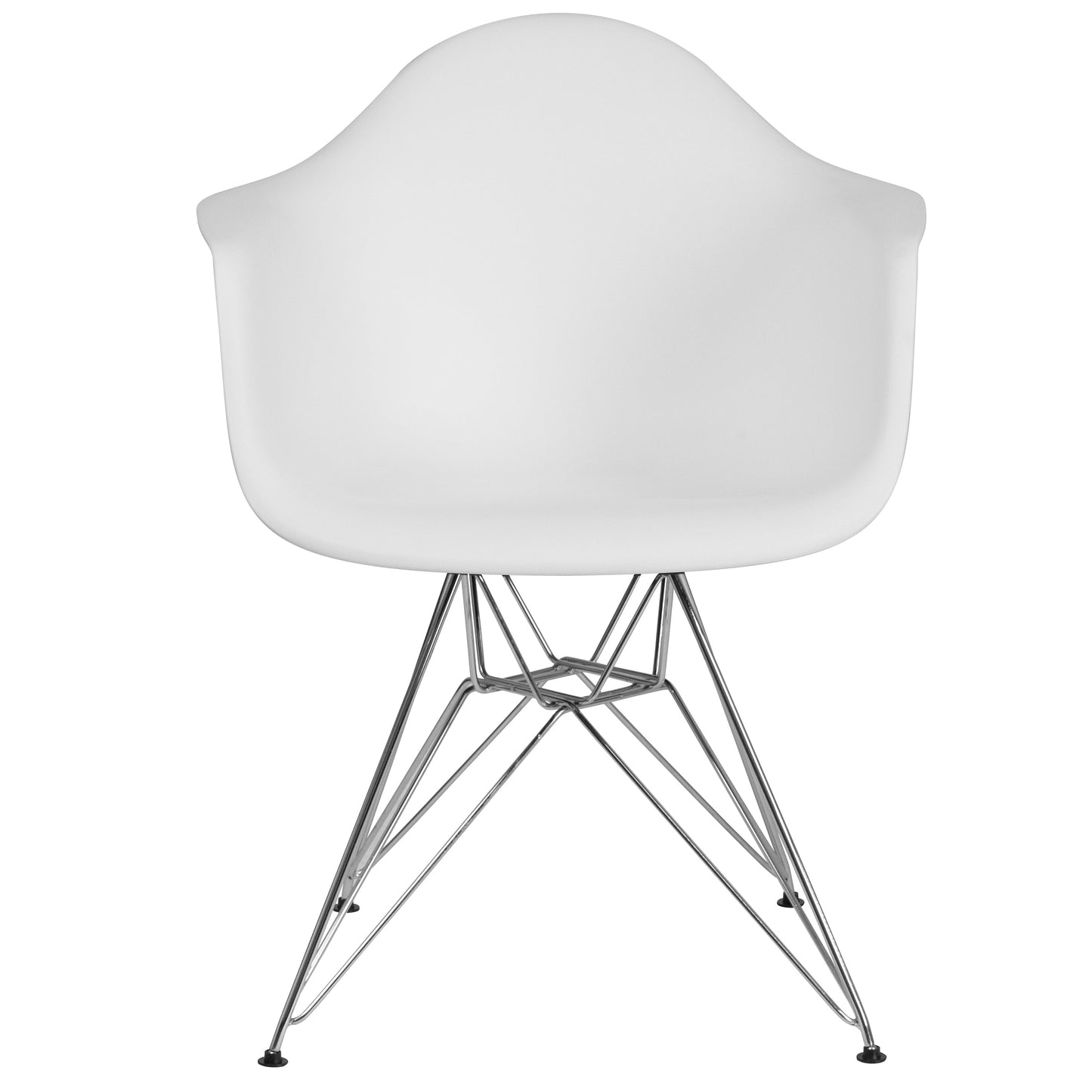 White Plastic/Chrome Chair FH-132-CPP1-WH-GG